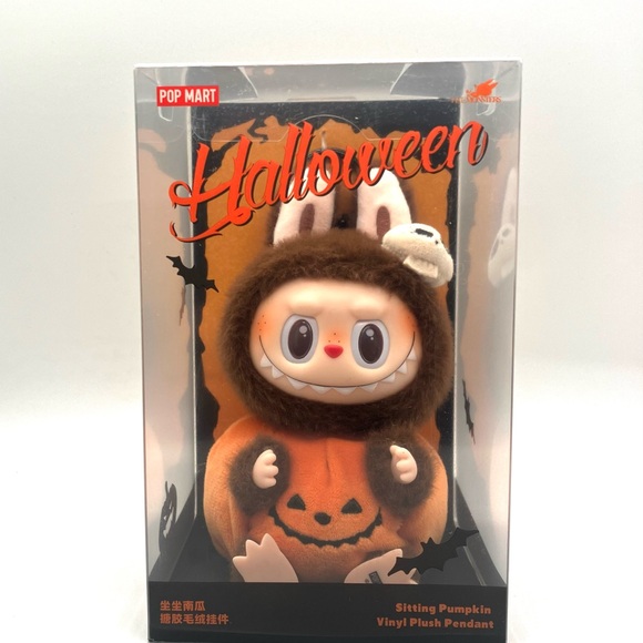 Authentic Pop Mart Labubu Halloween Pumpkin Vinyl Plush Pendant - Picture 6 of 11
